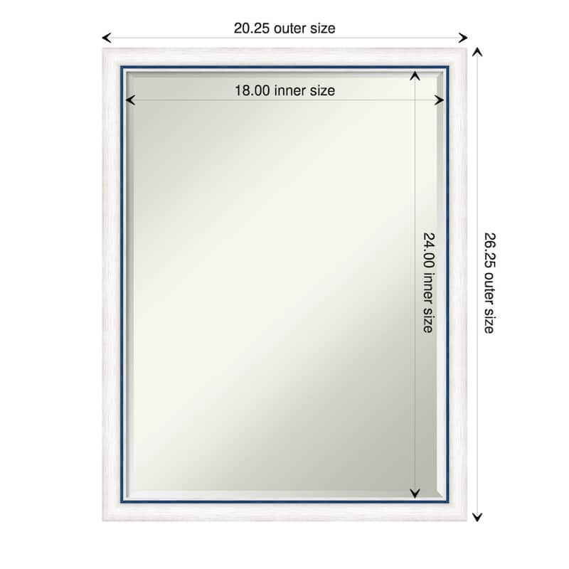 Morgan Half-Inch-Bevel Wood Framed Bathroom Vanity Wall Mirror - Glass Size 18x24 - Morgan White Blue