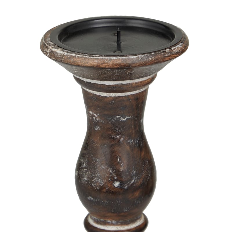 Brown, Light Brown, Gray or Black Wood Traditional Candle Holder (Set of 3) - S/3 18, 15, 12"H