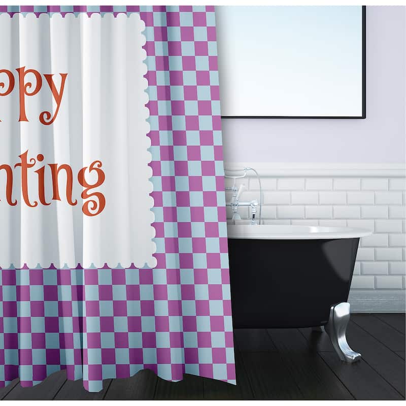 Halloween Happy Haunting Checks Shower Curtain
