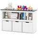 preview thumbnail 1 of 8, Costway Kids Toy Storage Organizer Wooden Bookshelf with 3 Drawers - See Details White + Black - See Details