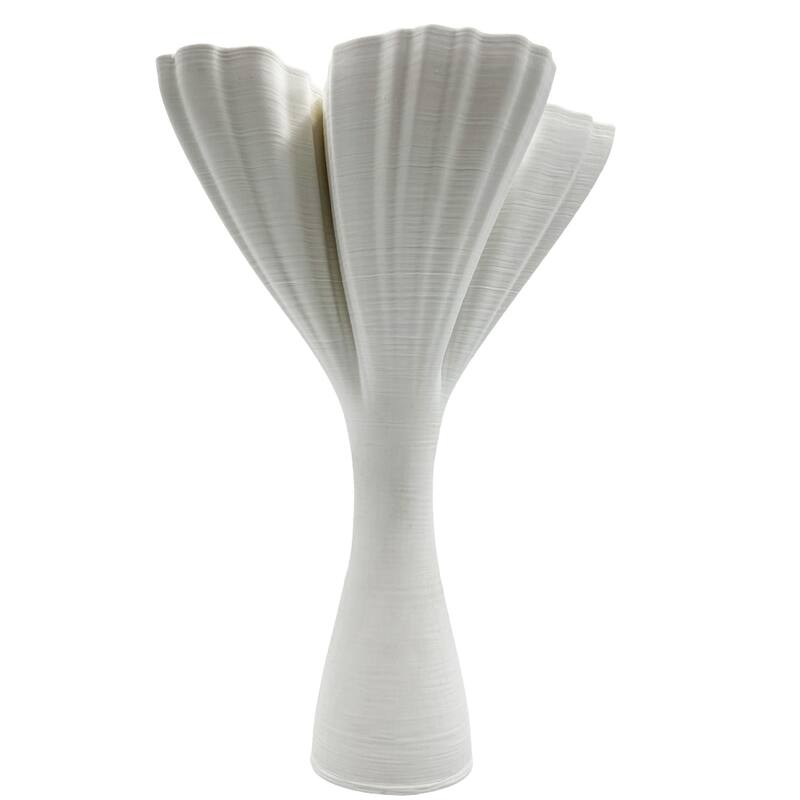 15 Inch Tall White Ceramic Abstract Vase in White