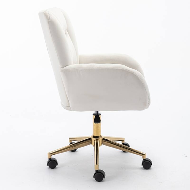 360 Swivel Fabric Home Office Chair With Gold Metal Base
