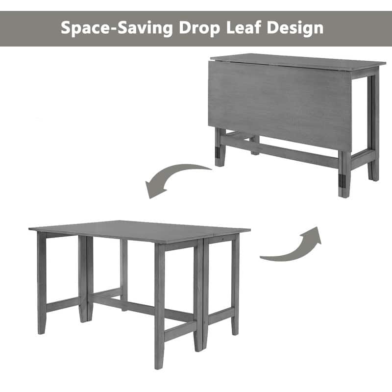 Farmhouse Folding Dining Table, Drop Leaf Dining Table, Solid Wood Extendable Dining Room Table for Small Spaces Kitchen