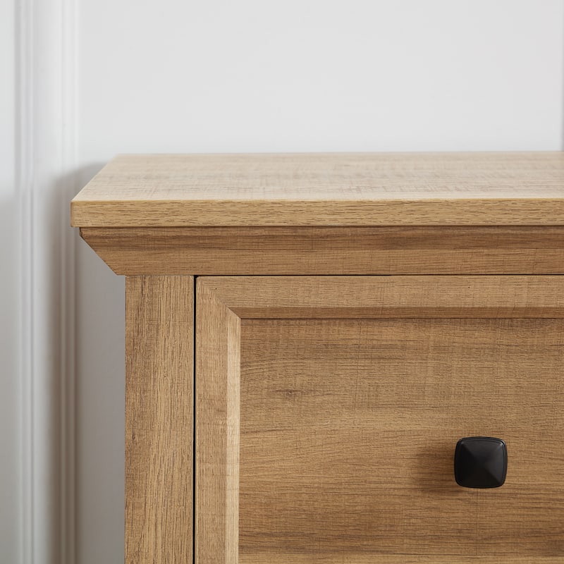 Oak 6 Drawer Dresser, Tall Chest of Drawers with Modern Metal Handles