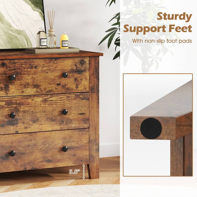 Gymax 3-Drawer Dresser 28.5'' Wide Chest of Drawers Modern Large