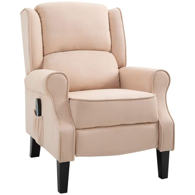Electric Massage Recliner Chair with Lumbar Heat, Vibrating Back & Footrest - Cream White