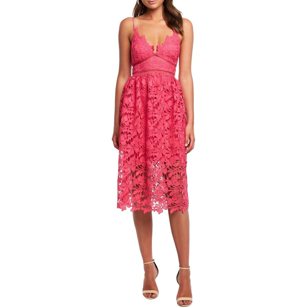 bardot lace v neck dress