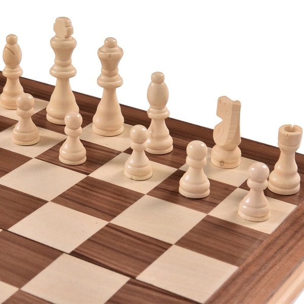 15/" Standard Game Wooden Chess Set Pieces Magnet Portable Hand Carved Board Box
