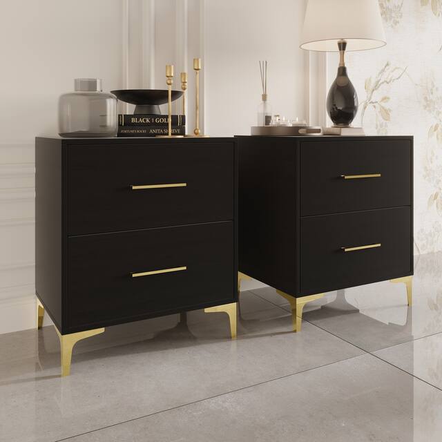 CraftPorch 3 Piece Bedroom Nightstands Set Velvet Upholstered Bed