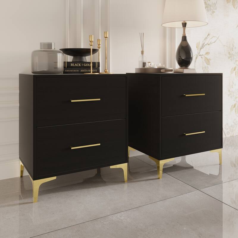 CraftPorch 3 Piece Bedroom Nightstands Set Velvet Upholstered Bed