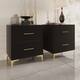 CraftPorch 3 Piece Bedroom Nightstands Set Velvet Upholstered Bed