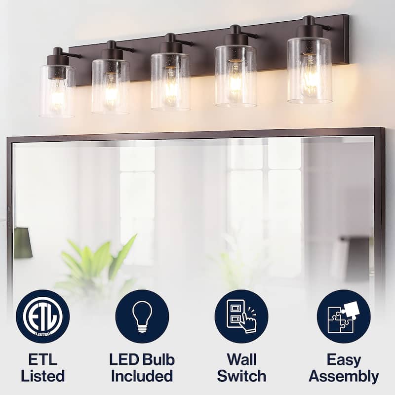 Lydia Seeded Glass/Iron LED Vanity Light, by JONATHAN Y