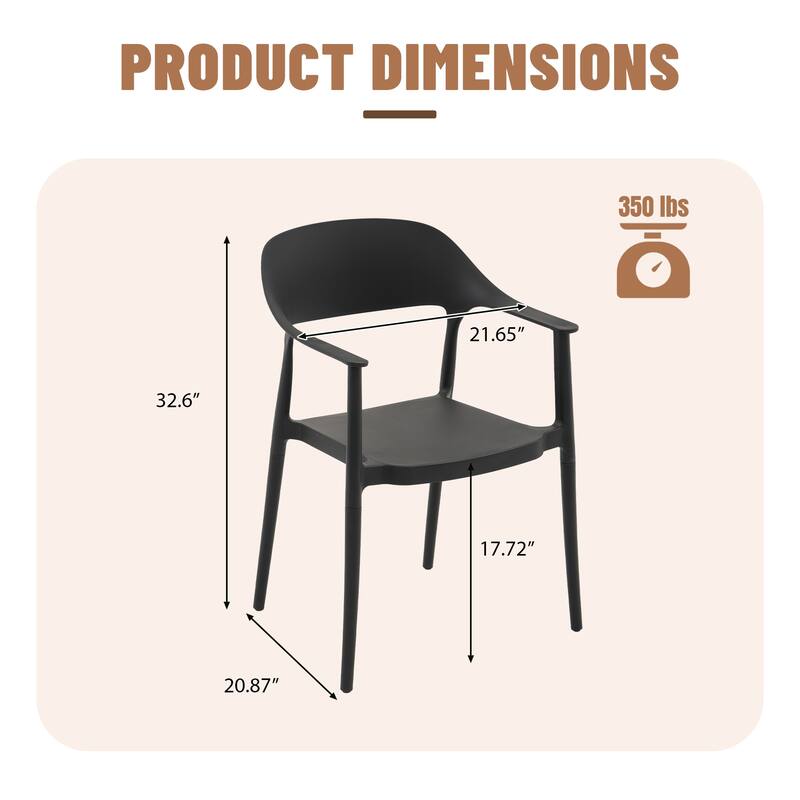 Outdoor Dining Set 9-Piece Stackable Plastic Lightweight Curved Backrest Armchair and Extendable Dining Table
