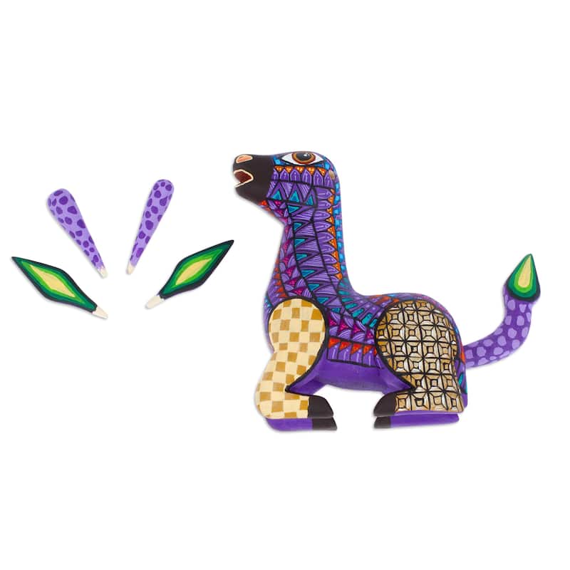 Novica Handmade Cheerful Giraffe Wood Alebrije Figurine