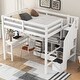 preview thumbnail 9 of 10, Full Size Wood Loft Bed with L-Shaped Desk and Drawers, Cabinet and Storage Staircase