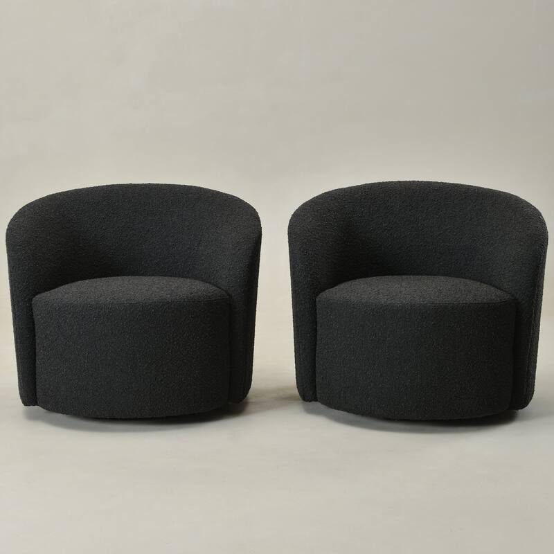 KINWELL 34" Wide Upholstered Swivel Accent Barrel Chair (Set of 2)