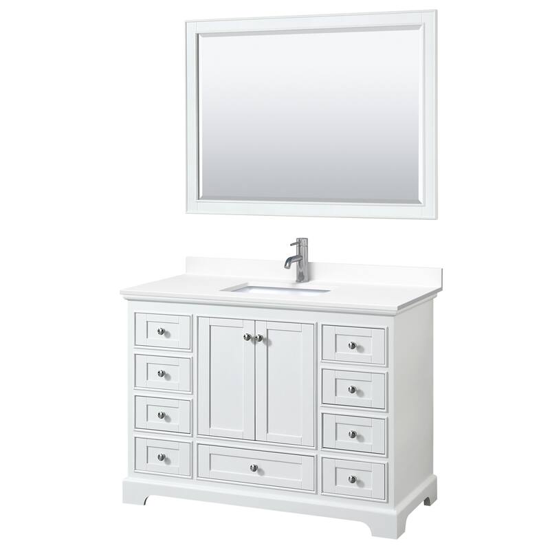 Wyndham Collection Deborah 48" Free Standing Single Basin Vanity Set - White / White Cultured Marble Top / Polished