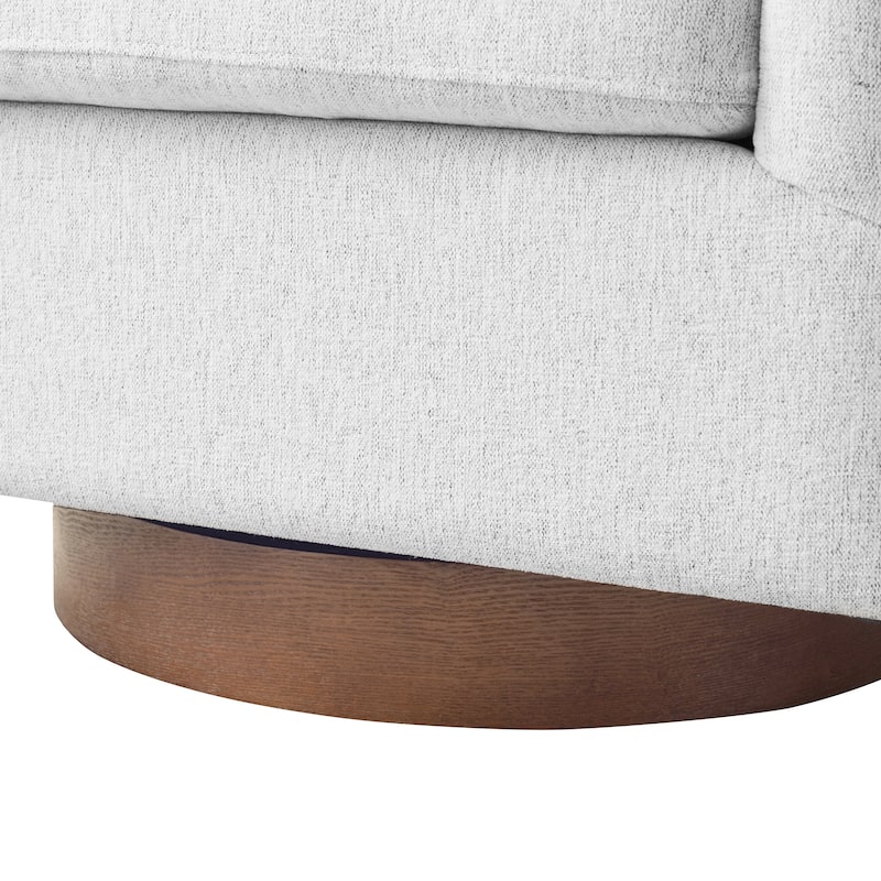 Modern Wooden Barrel Swivel Accent Chair Upholstery Armchair for Living Room