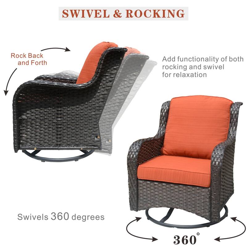 OVIOS 7-piece Patio Wicker Swivel Chairs Set
