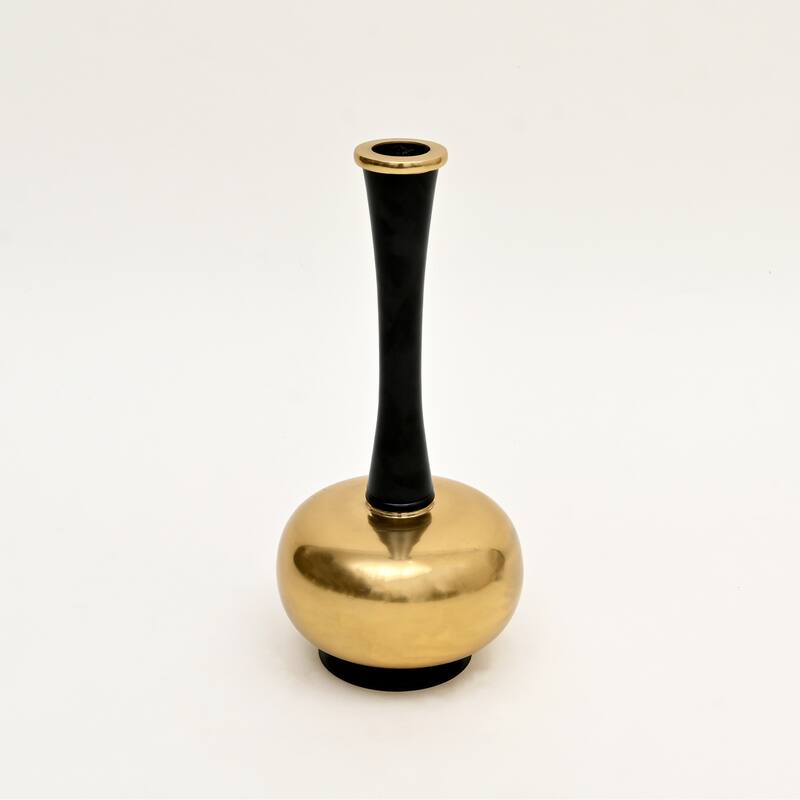 Minimalist Gold & Black Aluminum Vase - 8x8x16 Inch Sleek Table Accent
