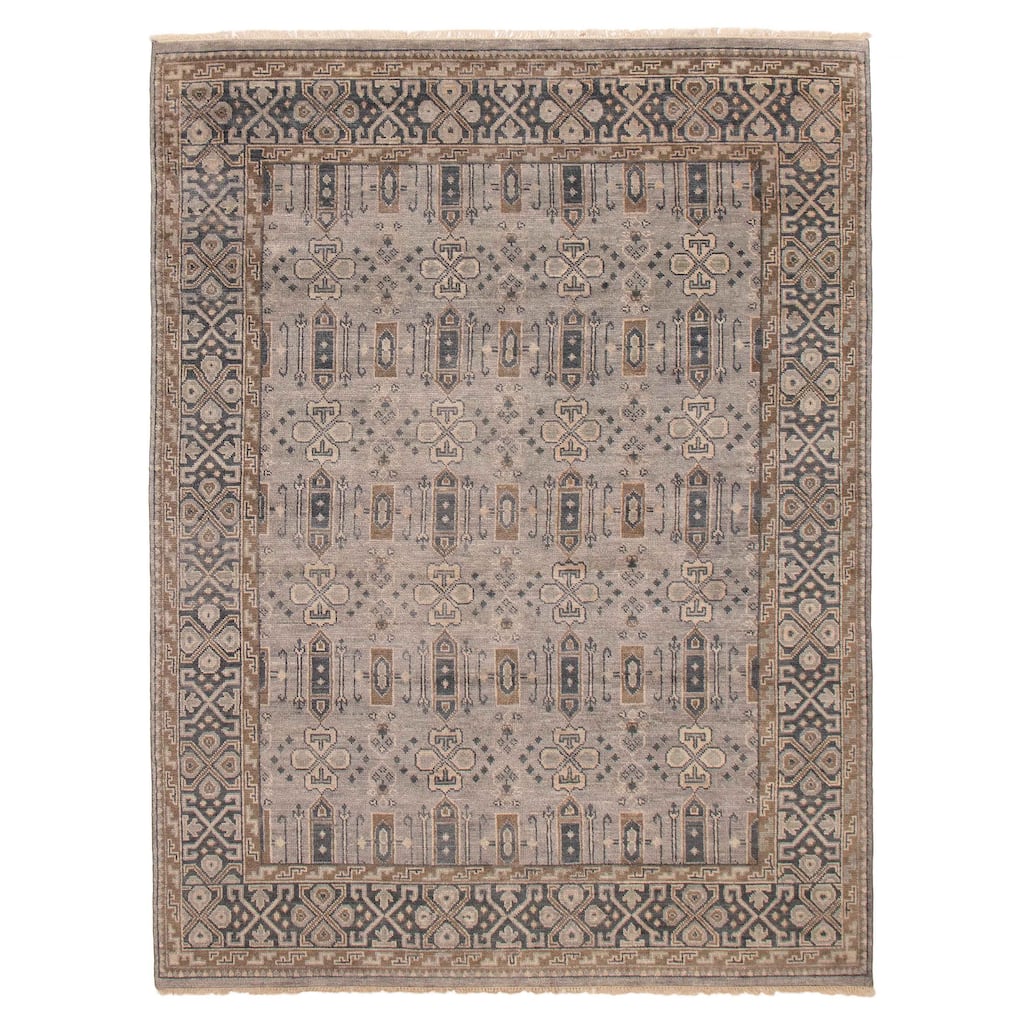 ECARPETGALLERY Hand-knotted Mystique Light Grey Wool Rug - 7' 10" x 10' 4"