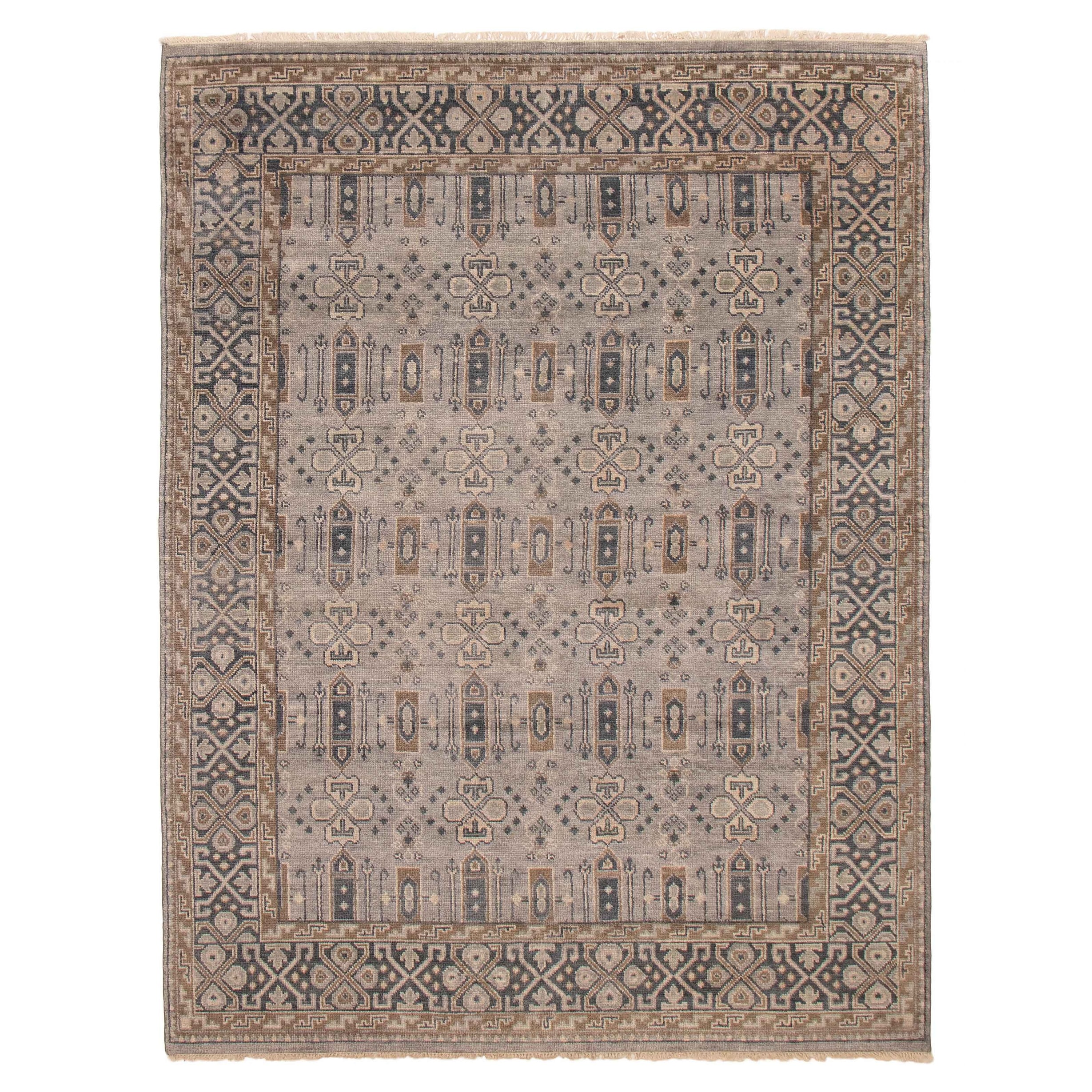 ECARPETGALLERY Hand-knotted Mystique Light Grey Wool Rug - 7' 10" x 10' 4"