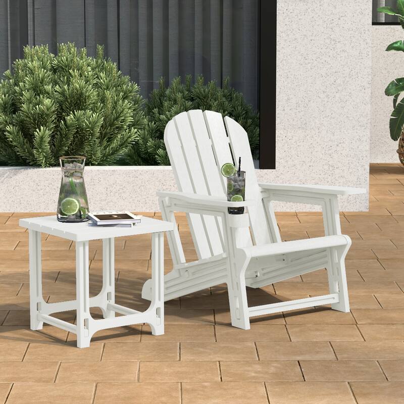 Coastline Outdoor Poly Adirondack Chair with Side Table