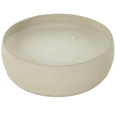 Metal Scented Textured 63oz 5 Wick Decorative Candle with White Wax - Beige, Black or Cream - Roche River Decor