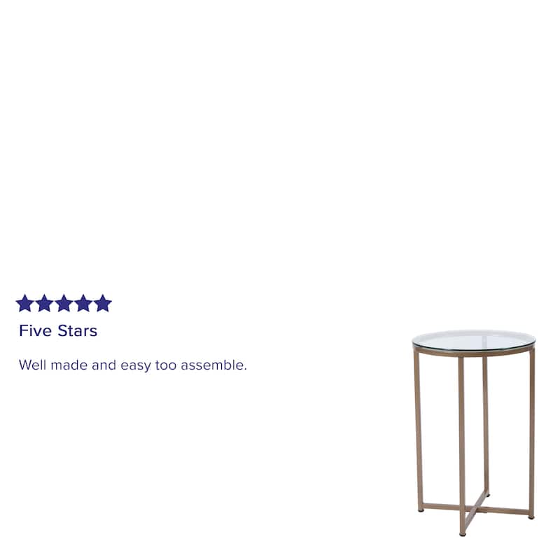Glass Console Table with Criss Cross Matte Gold Frame - Occasional Table