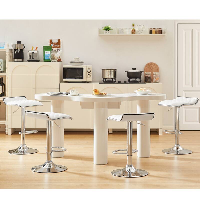 VECELO Barstools Adjustable Height Faux Leather Backless Modern Swivel Bar Stools (Set of 2)-Five colors