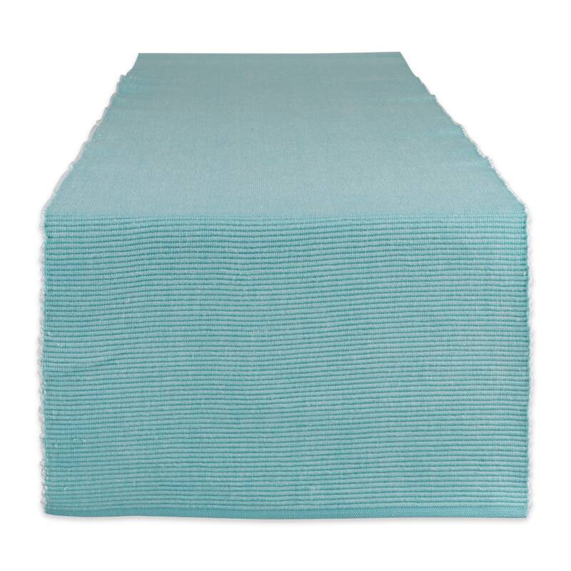 DII Black & White 2-Tone Ribbed Table Runner - 13x108" - Aqua