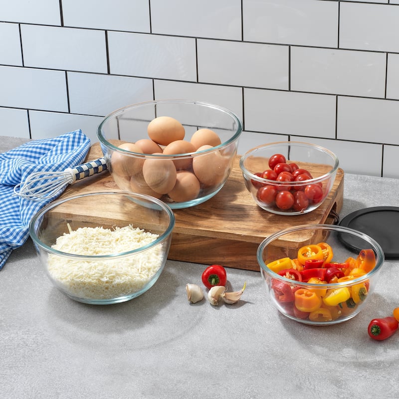 JoyFul by JoyJolt Set of 4 Glass Mixing Bowls With Lids - 16.5 oz, 33.5 oz, 50.5oz, 67.5oz