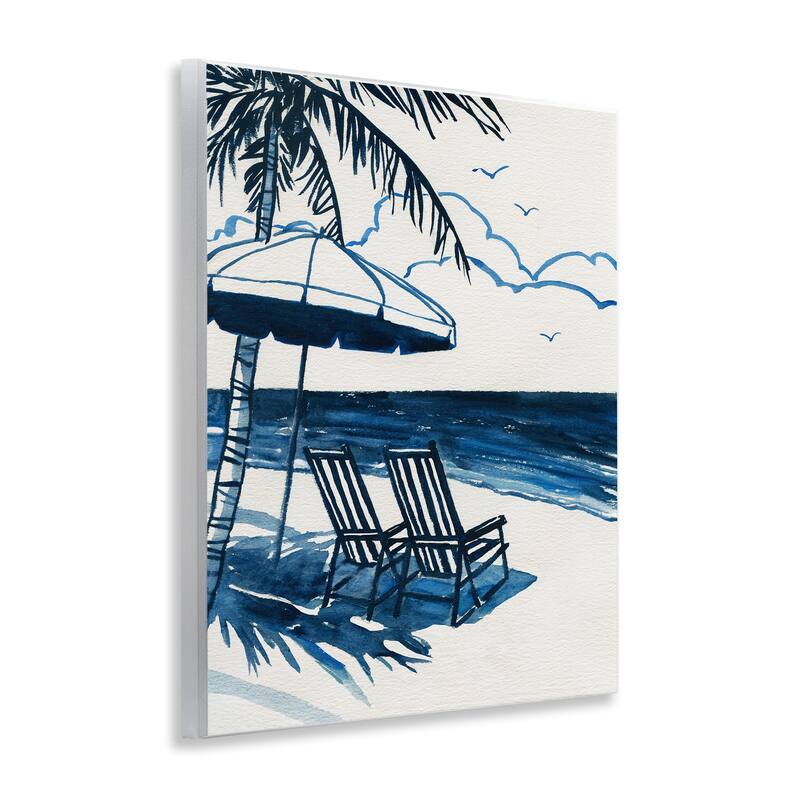 Stupell Blue Toned Tropical Beach Scene Wall Plaque Art Design By Carol Robinson