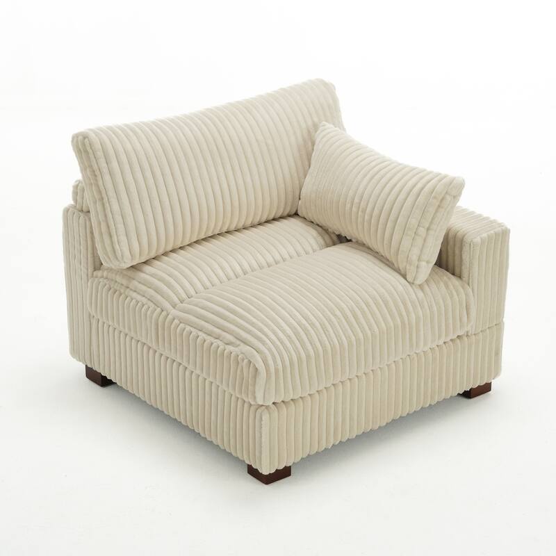 Upholstered Plush Flannel Modular Sectional Sofa with Pillows,Ajustable Headrest