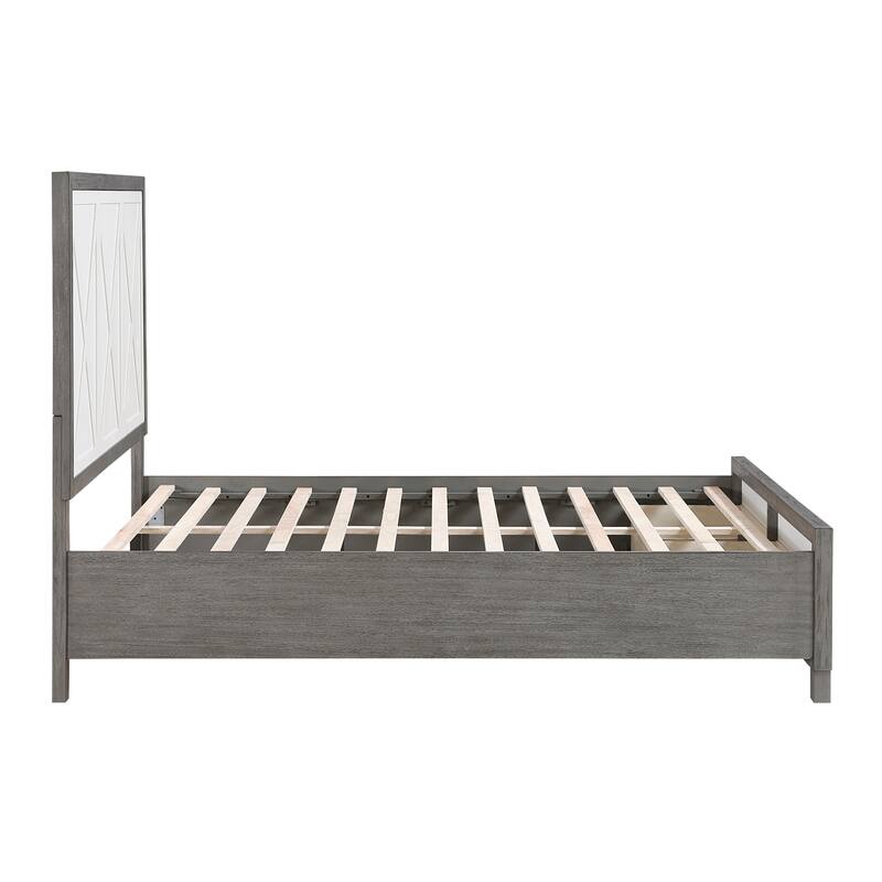 Queen Size Wood Platform Bed with Storage Footboard and Modern Design