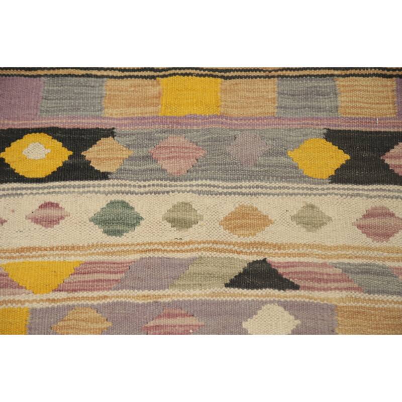 Hand Woven Oriental 100% Wool Carpet Southwestern Tribal Multi-Colored Kilim Area Rug - 4' 2'' X 2' 0''