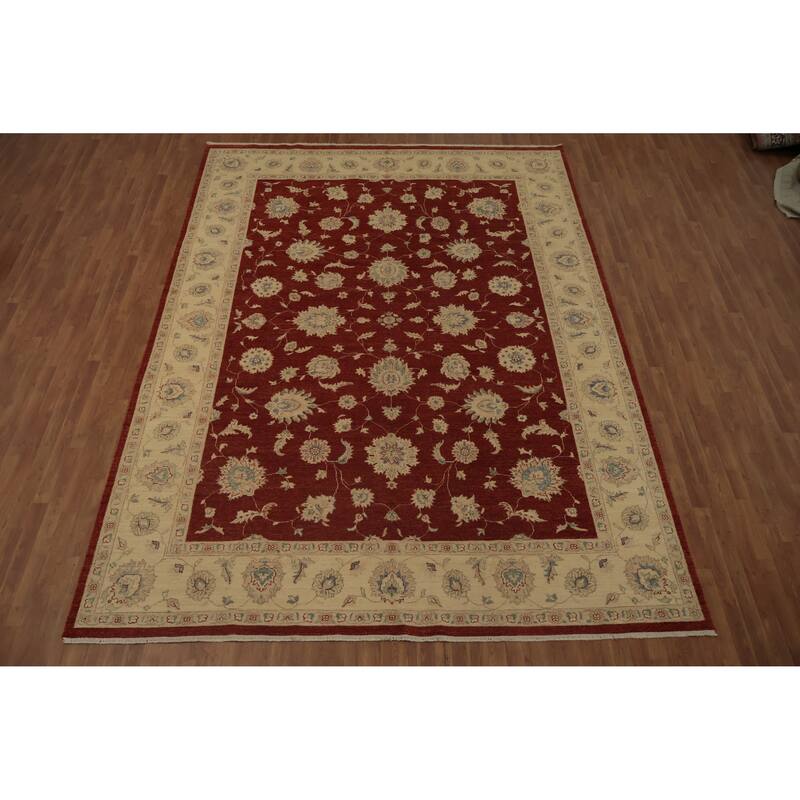 Hand Knotted Oriental 100% Wool Carpet Traditional All-Over Oranges & Rust Peshawar Area Rug - 13' 8'' X 10' 1''