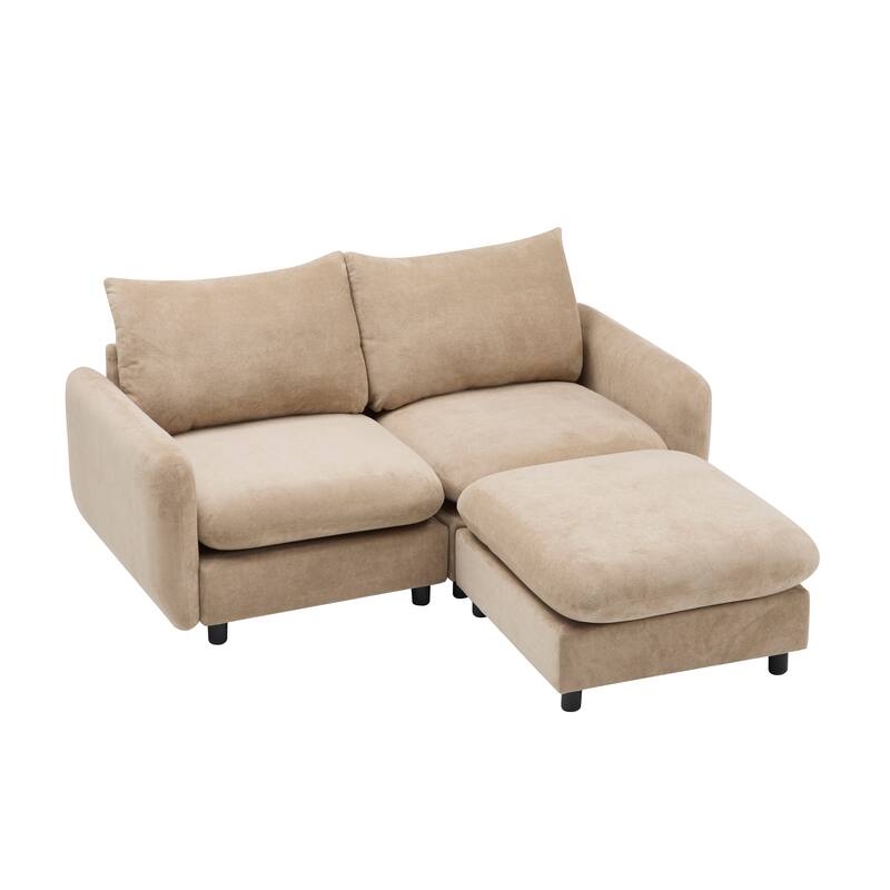 Christopher Knight Home - Lyn Modern 2-Seater Modular Upholstery Sectional Loveseat Sofa with Ottoman
