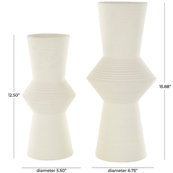 Brown or White Ceramic Ribbed Cone Shaped Abstract Vase (Set of 2 ...
