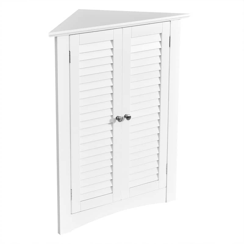 Costway Corner Storage Cabinet Freestanding Floor Cabinet Bathroom w/