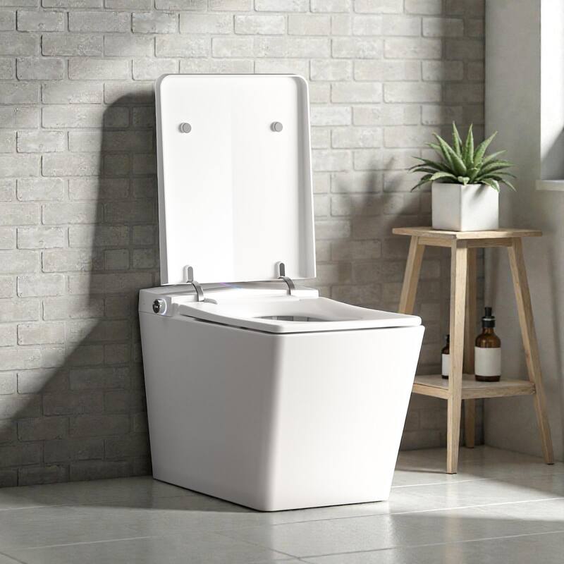 Square Smart Toilet with Built In Tank. Foot Sensor Lid. Auto Flush. Heated Bidet Seat. LED Display. Remote