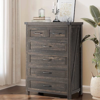 Moasis Rustic 6-drawer Chest Vertical Dresser Storage Tower