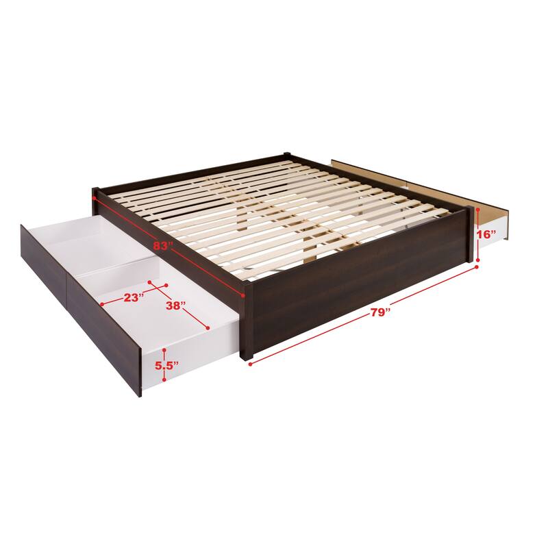 Prepac King 4-post Platform Bed with Optional Drawers