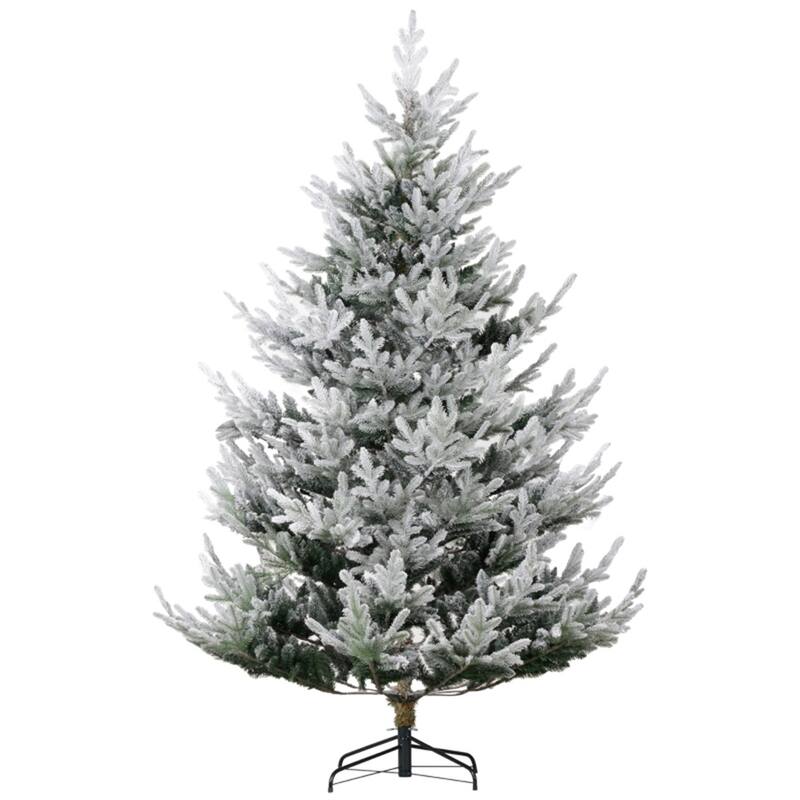 Lifelike 7.5 Ft Artificial Christmas Tree with Nordic Pine Shape Snow Flocked Branches and Stand - 55.1" Dia. x 88.6" H