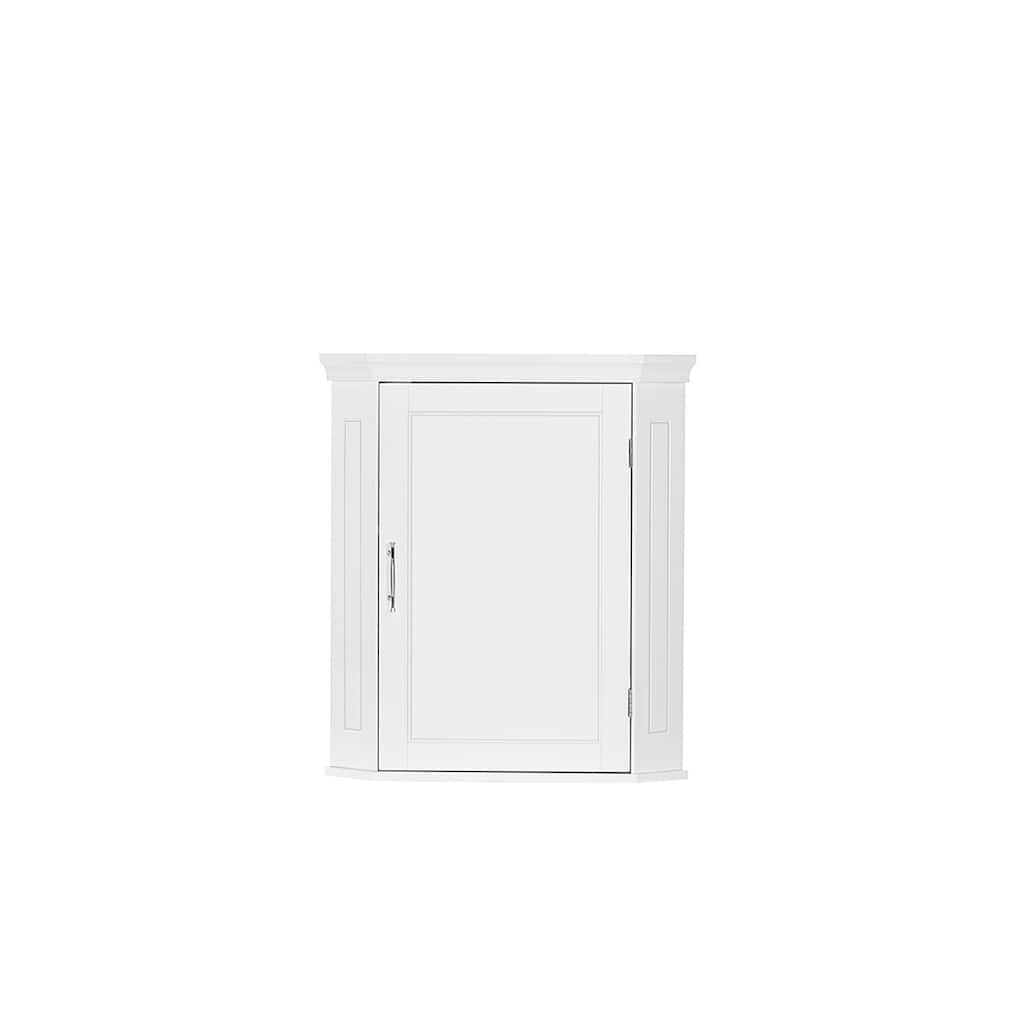 Corner Wall Cabinet with Double Doors and Interior Shelves for Bathroom or Laundry Storage - White - 20.5