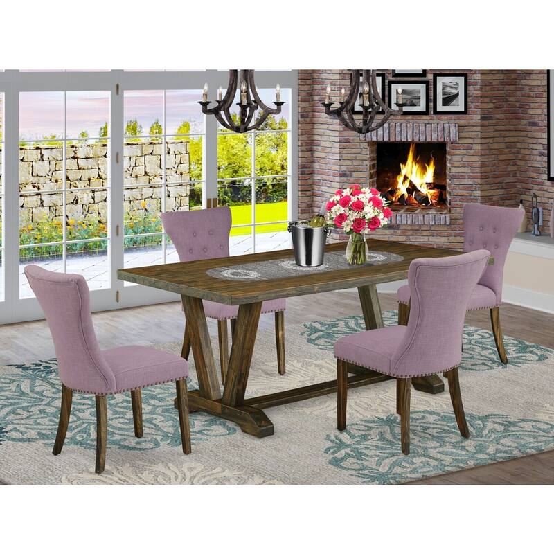 Modern 5-Piece Dining Set - Rectangular Table & 4 Upholstered Chairs - 72