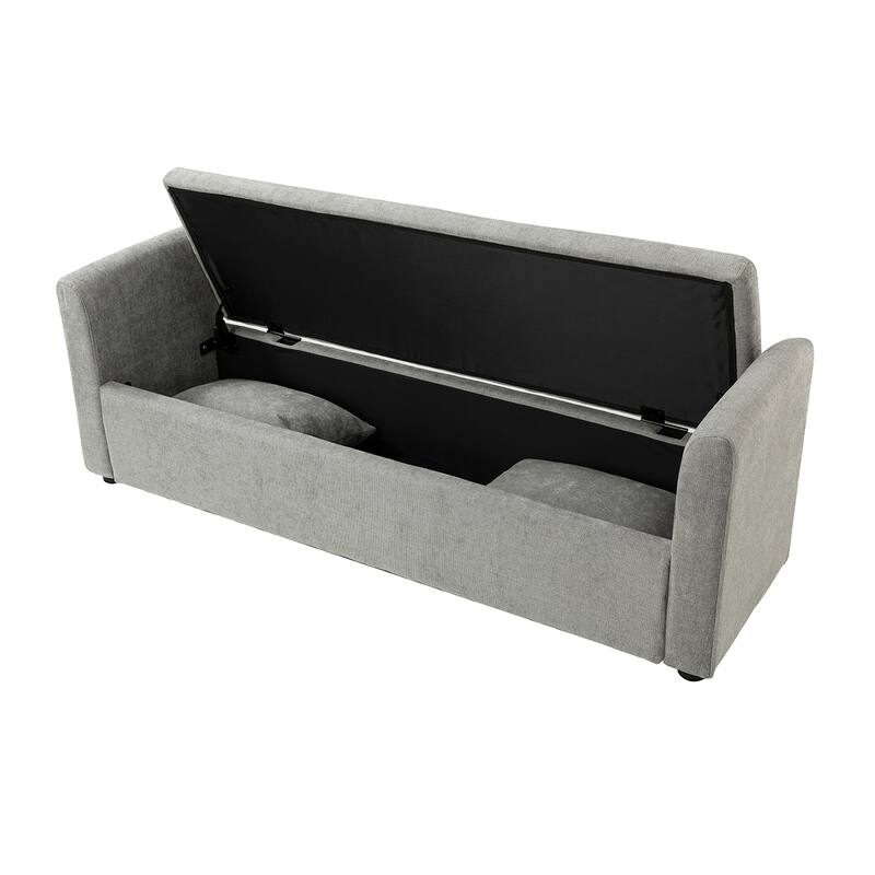 Franco Modern Upholstered Storage Bench with Two Throw Pillows and Thick Padded Cushion