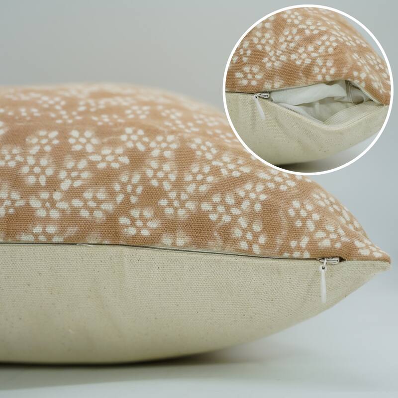 Fabdivine Hand Block Print Pillowcase in Cotton for Hotel Floral Cushion Cover Farmhouse Throw Décor, Coastal Tulip