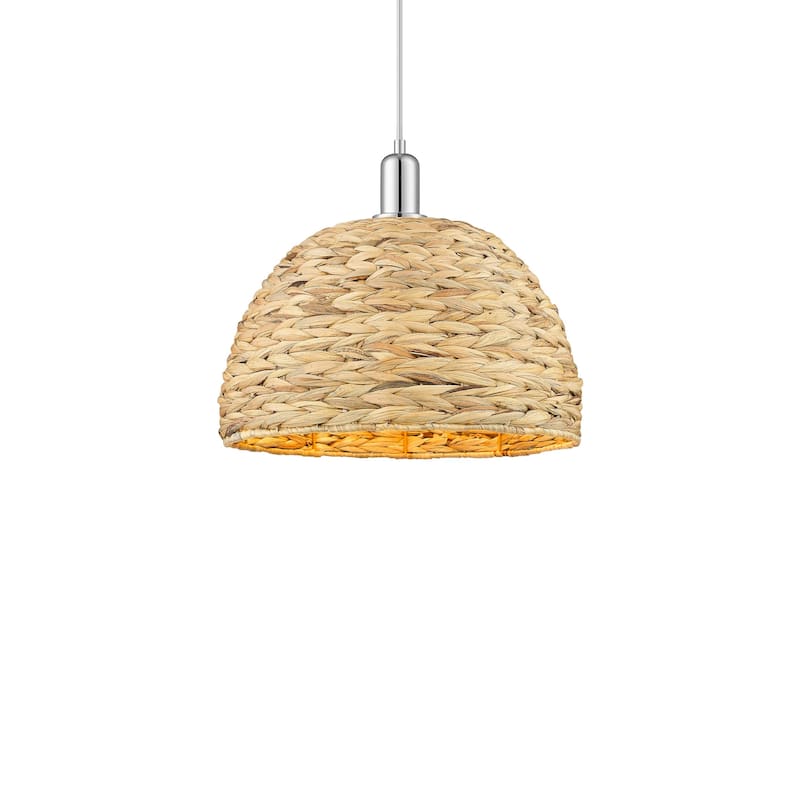 Innovations Lighting 716-1P-14-16 Woven Rattan Pendant Woven Rattan - Polished Chrome / Natural