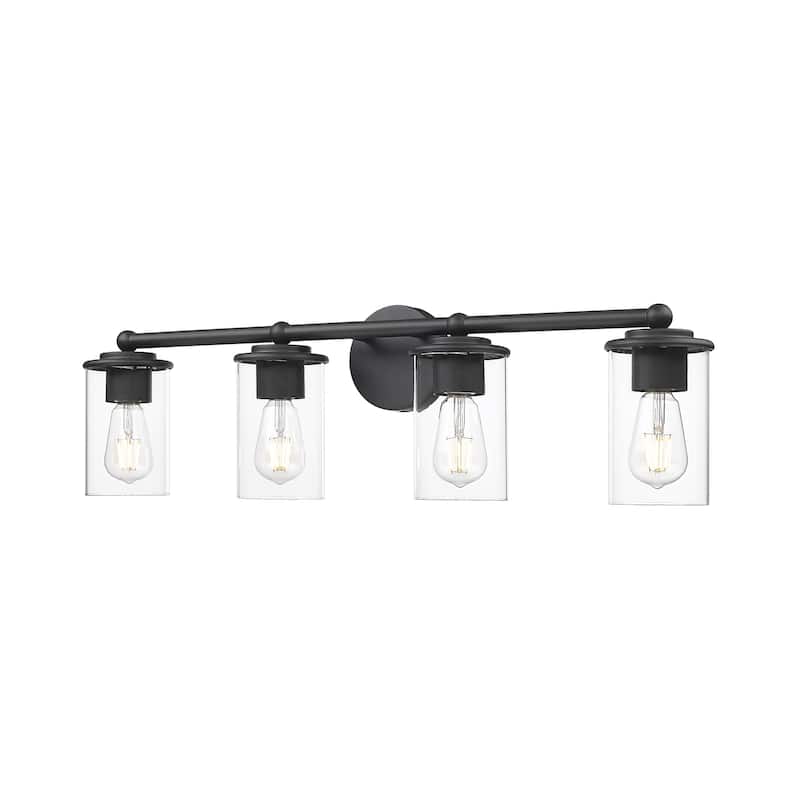 Thayer by Z-Lite 4 Light Vanity in Matte Black with Clear Glass Shade - Matte Black